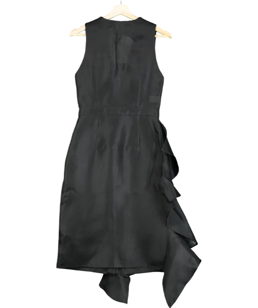 Emanuel Ungaro Black Silk Ruffle Sleeveless Sheath Shift Dress UK 8