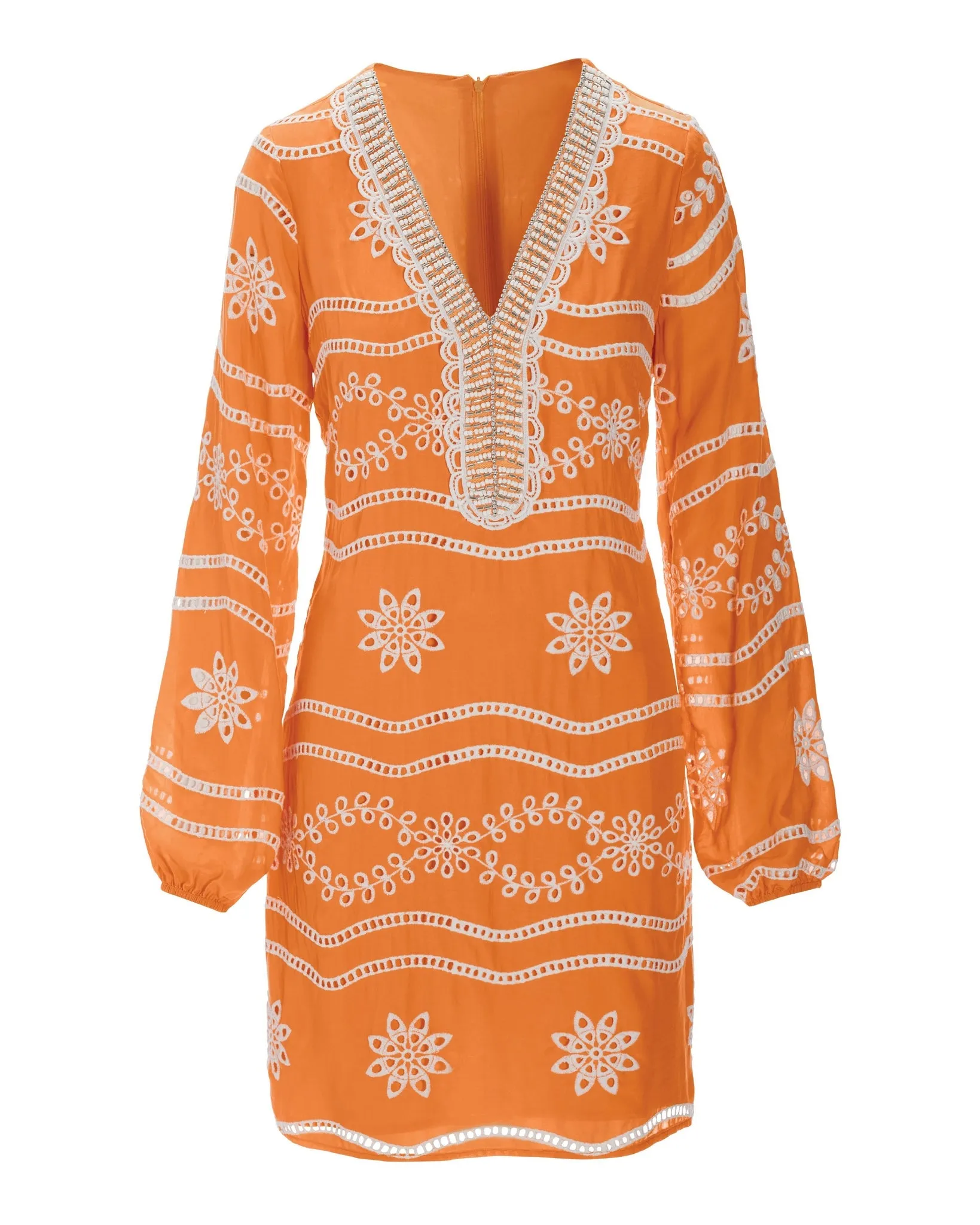 Embellished Lace Tunic Dress Melon