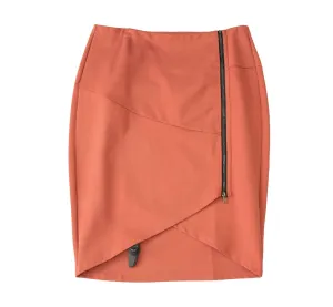 English White PolySpandex V-Curve Skirt-Marsala