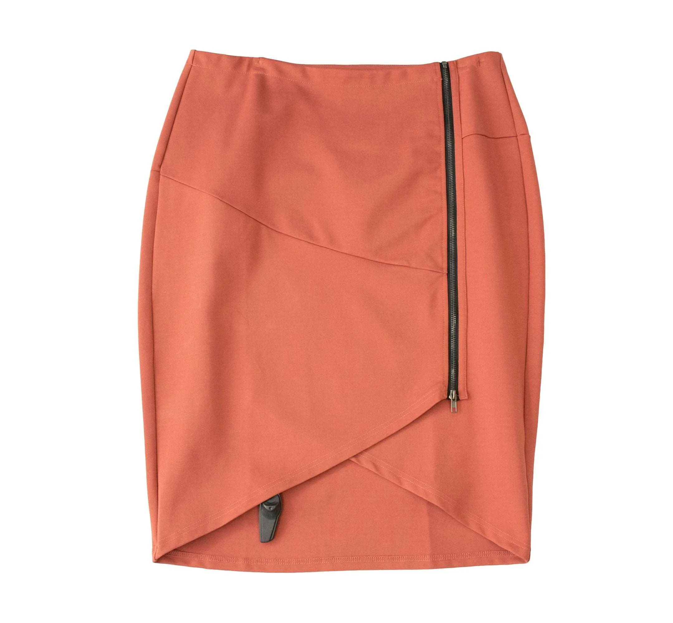 English White PolySpandex V-Curve Skirt-Marsala