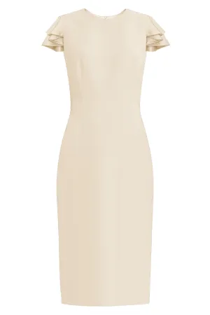 Estella White Sheath Dress With Butterfly Sleeves