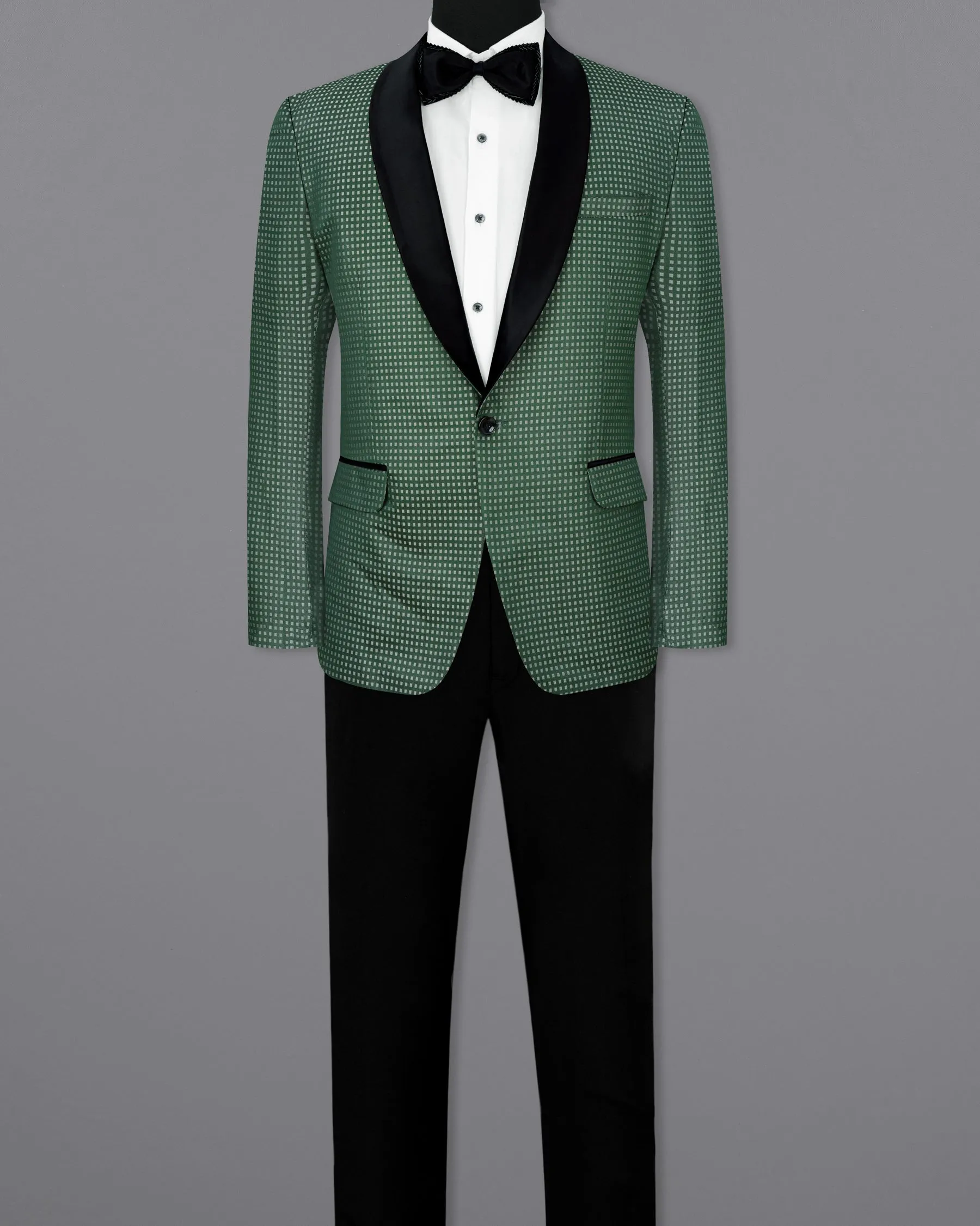 Everglade Green Square Textured Tuxedo Designer Suit