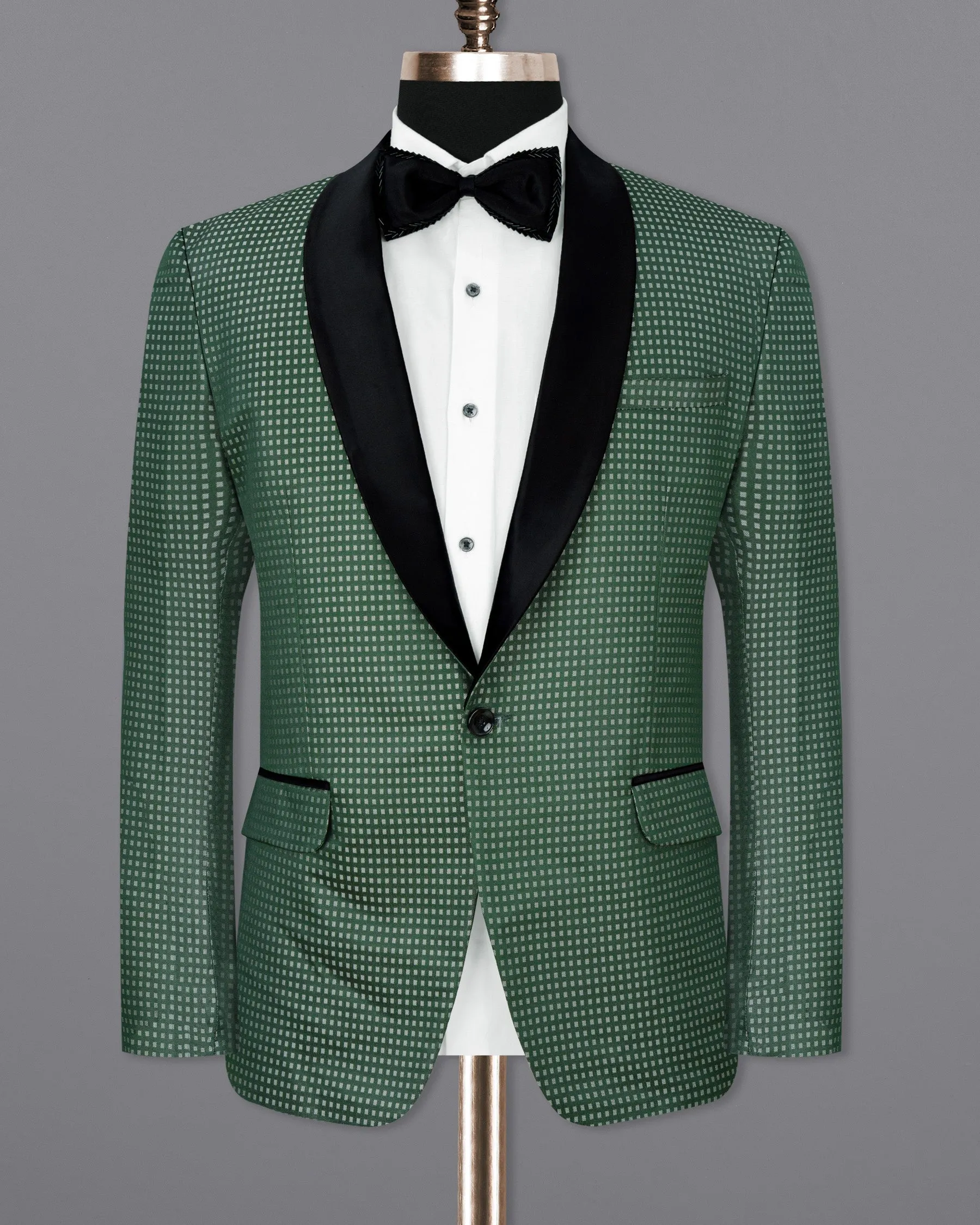 Everglade Green Square Textured Tuxedo Designer Suit