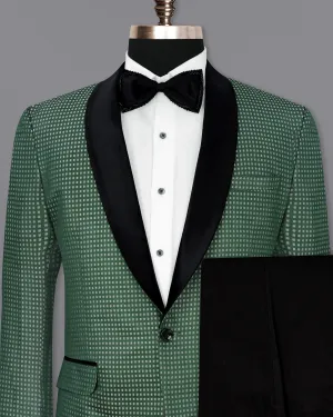 Everglade Green Square Textured Tuxedo Designer Suit