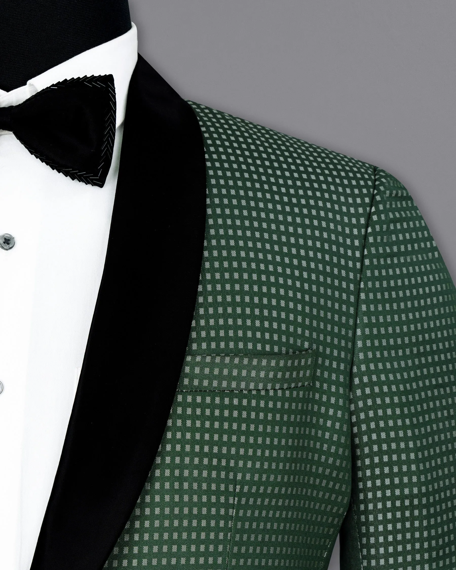 Everglade Green Square Textured Tuxedo Designer Suit
