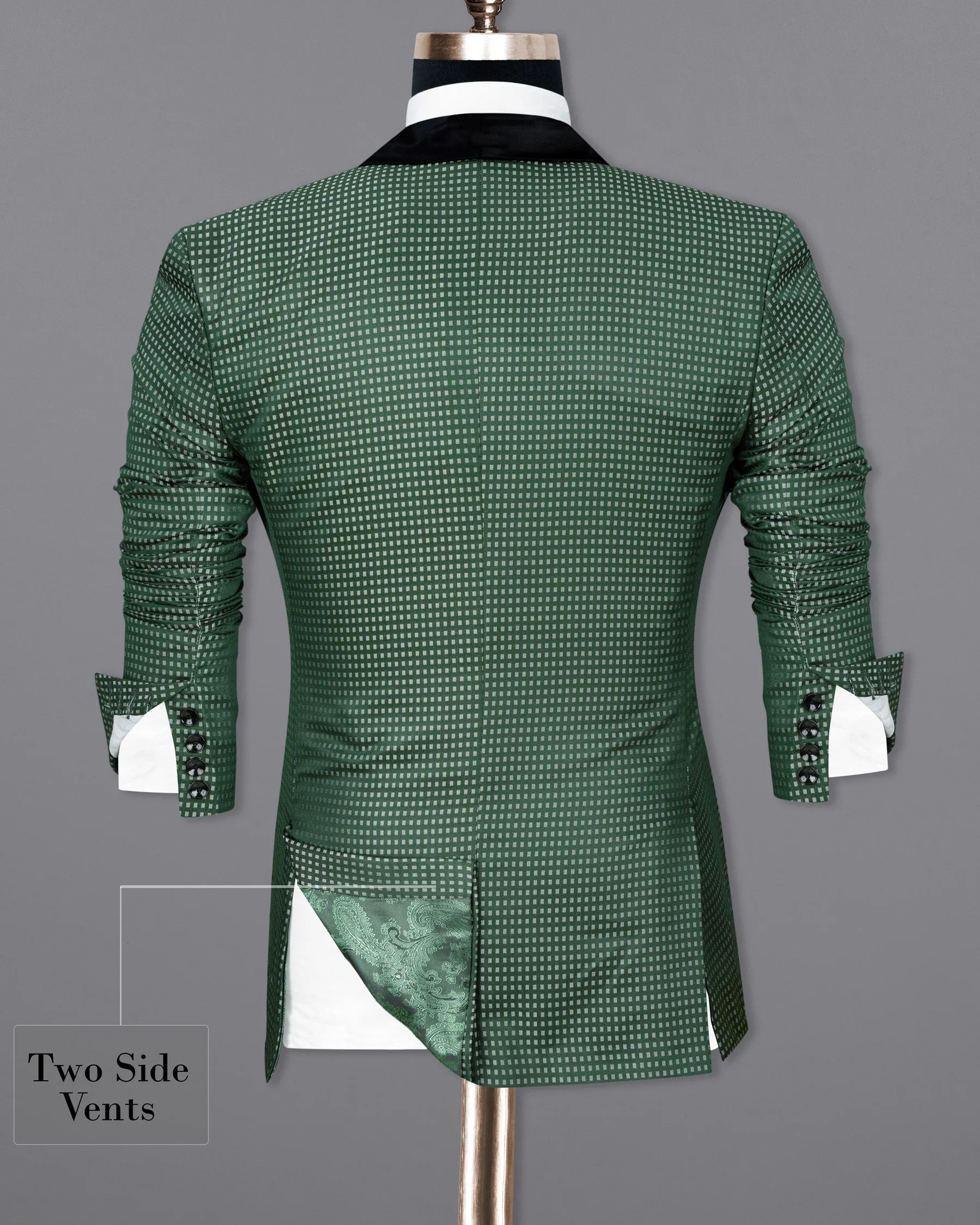 Everglade Green Square Textured Tuxedo Designer Suit