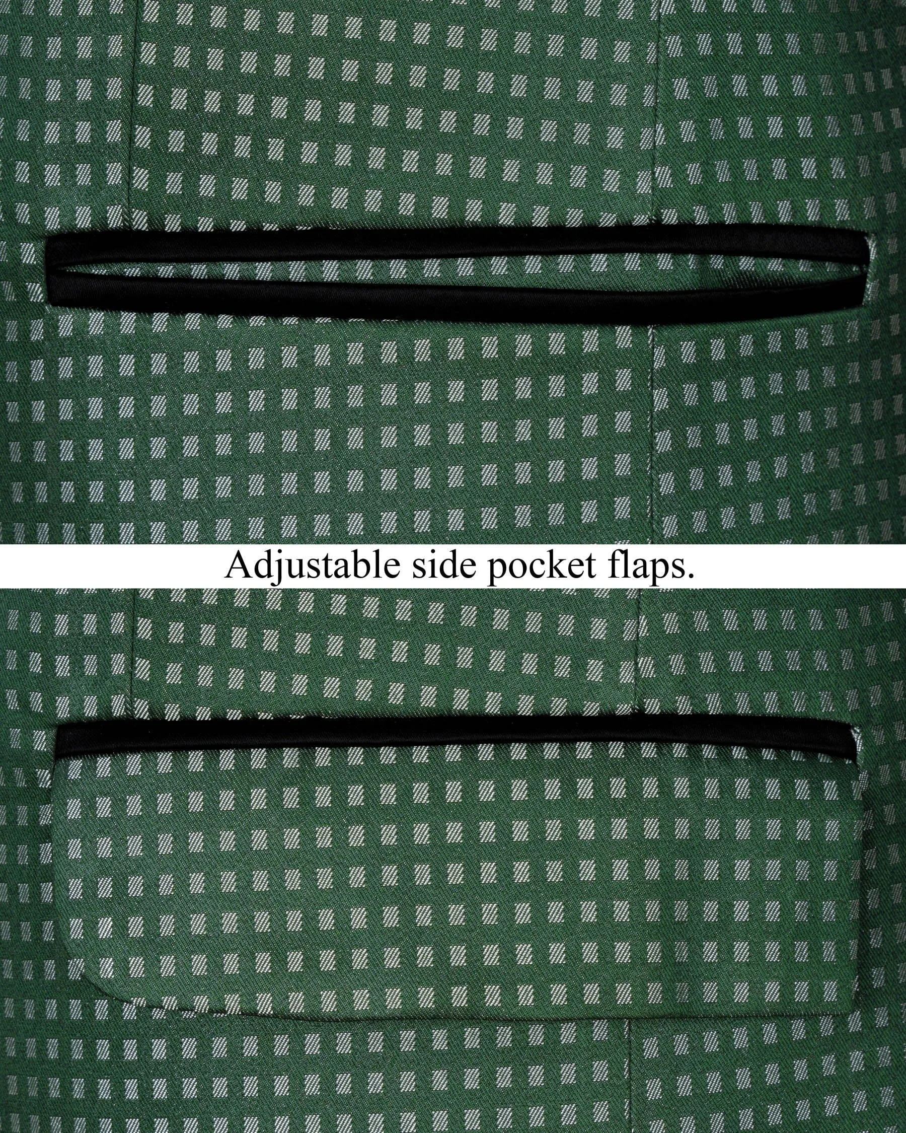 Everglade Green Square Textured Tuxedo Designer Suit
