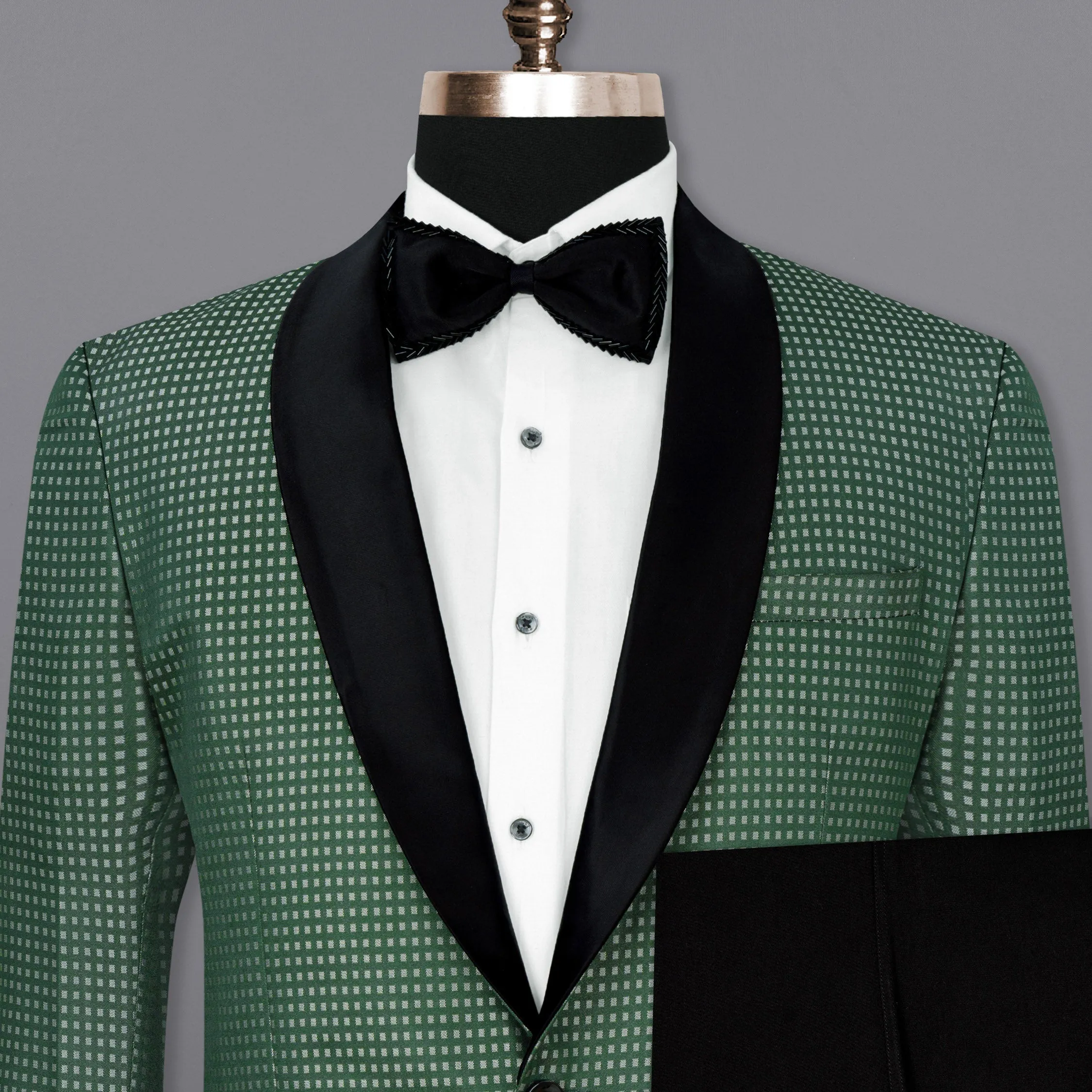 Everglade Green Square Textured Tuxedo Designer Suit