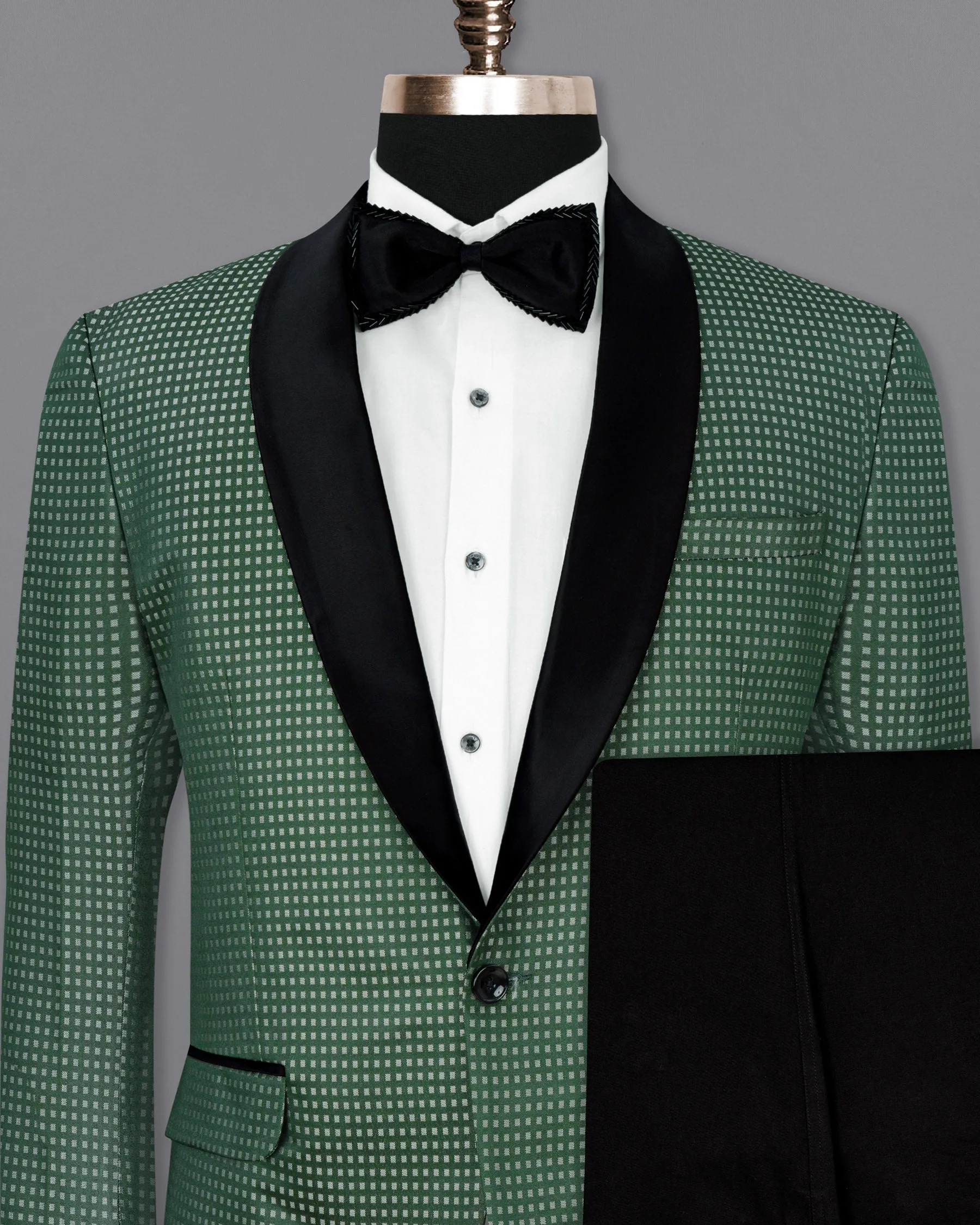 Everglade Green Square Textured Tuxedo Designer Suit