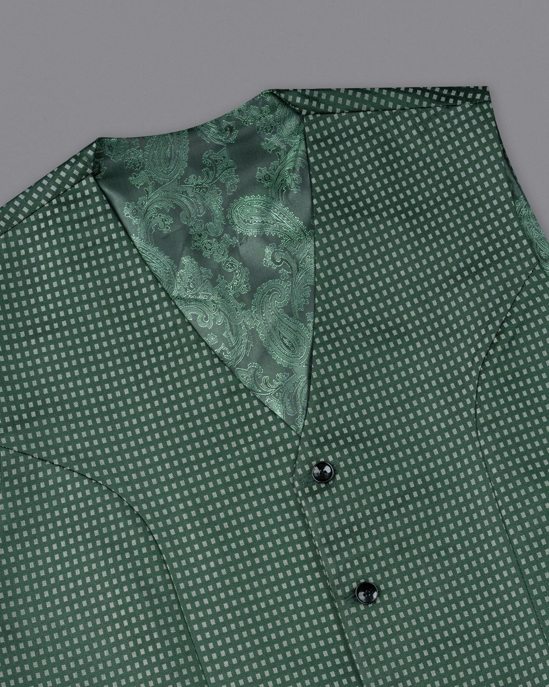 Everglade Green Square Textured Tuxedo Designer Suit