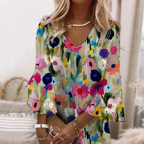 Filomena | Floral Print V-Neck Mini Dress