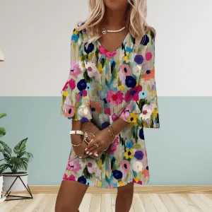 Filomena | Floral Print V-Neck Mini Dress