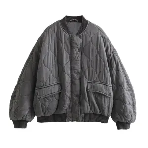 fitted gray bomber jacket for women - Gabriella