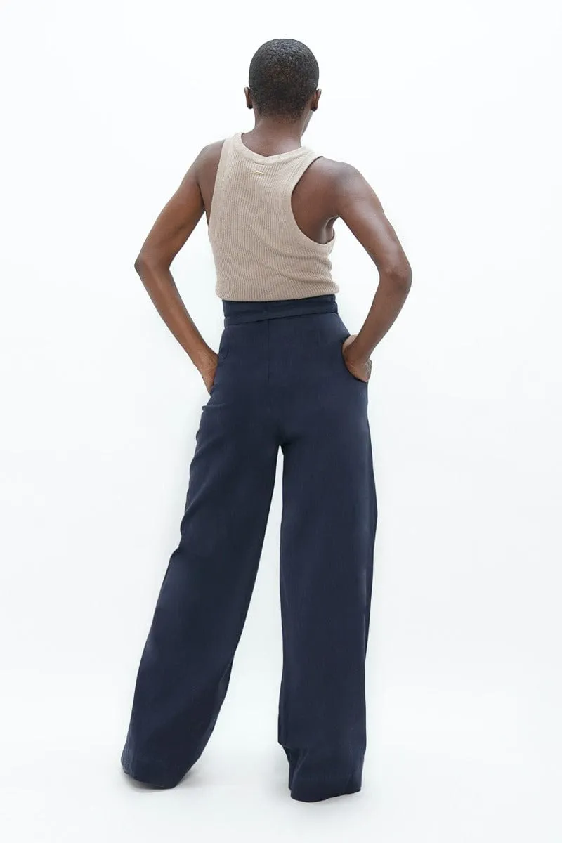 Florence Organic Cotton Wide Leg trousers | Summer Night