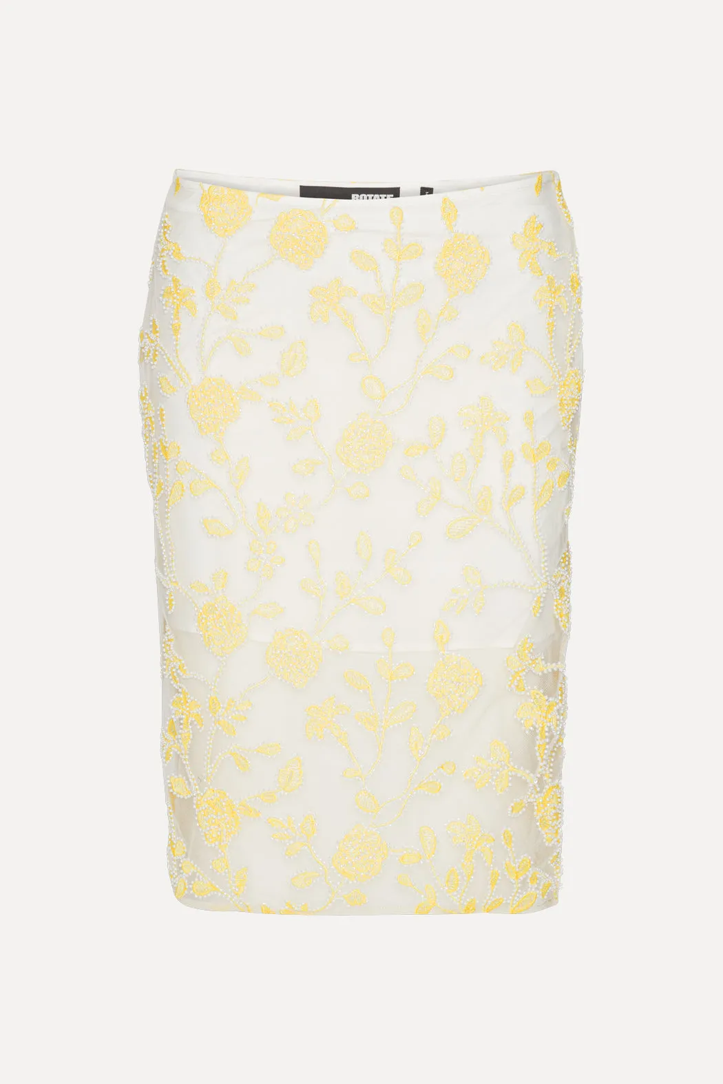 Flower Beads Pencil Skirt - Egret Comb