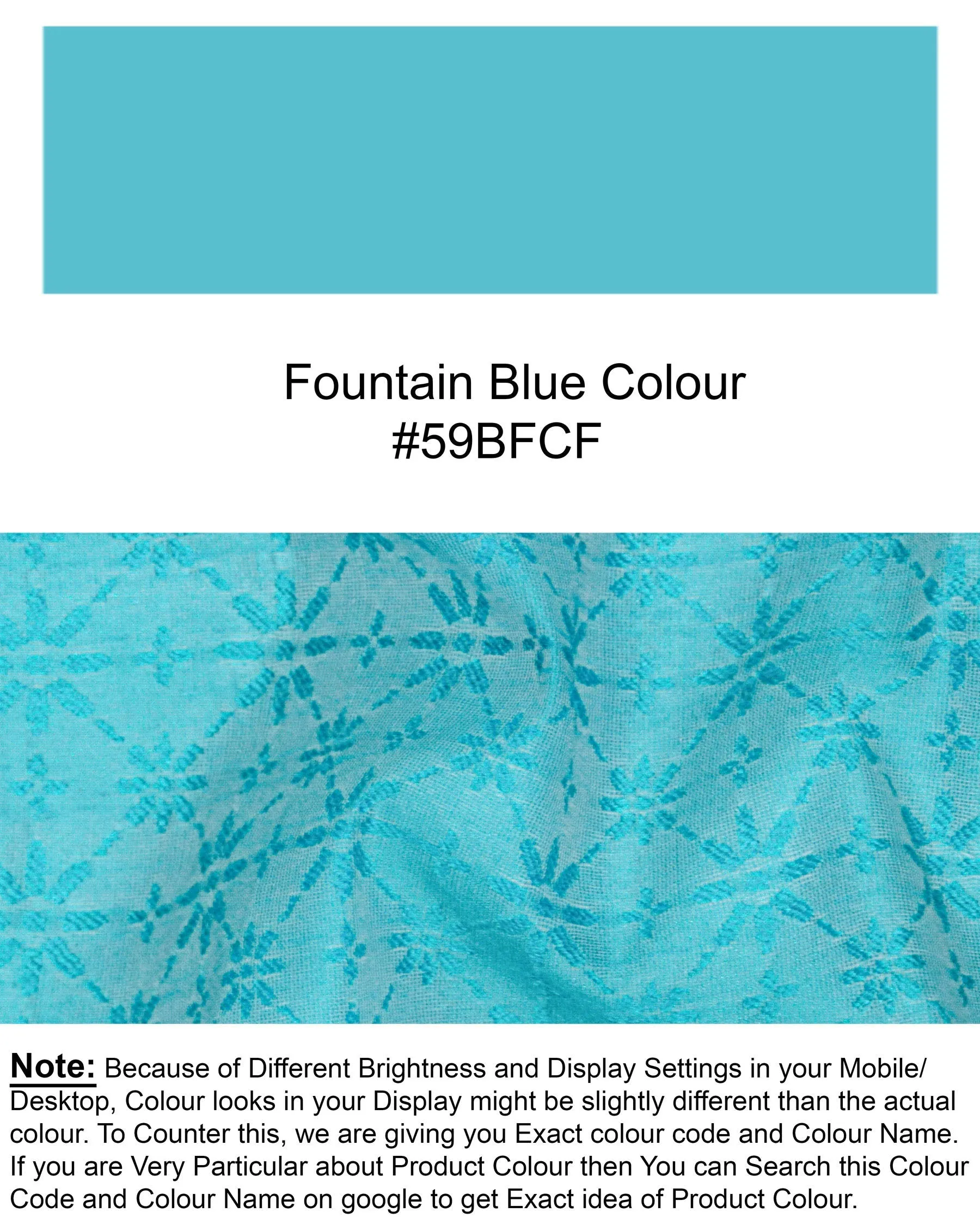 Fountain Blue Jacquard Designer Nehru Jacket