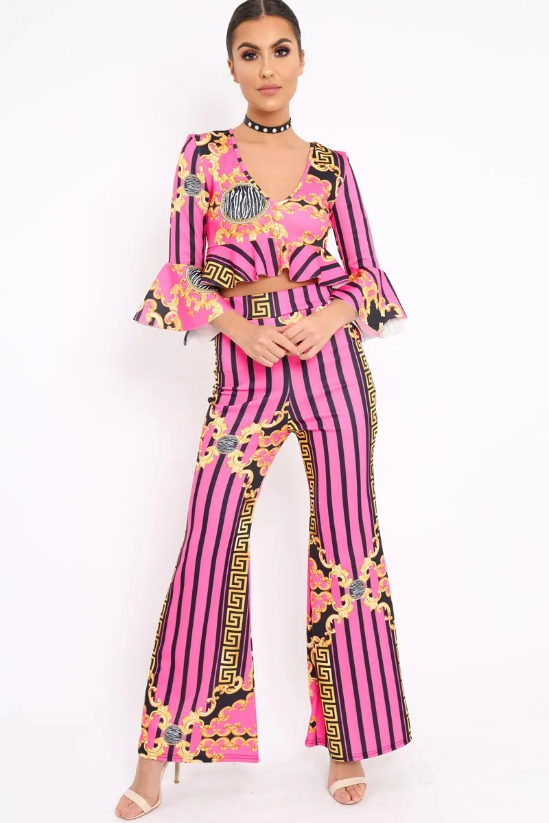 Fuchsia Pattern Print Co-ord -Hasna