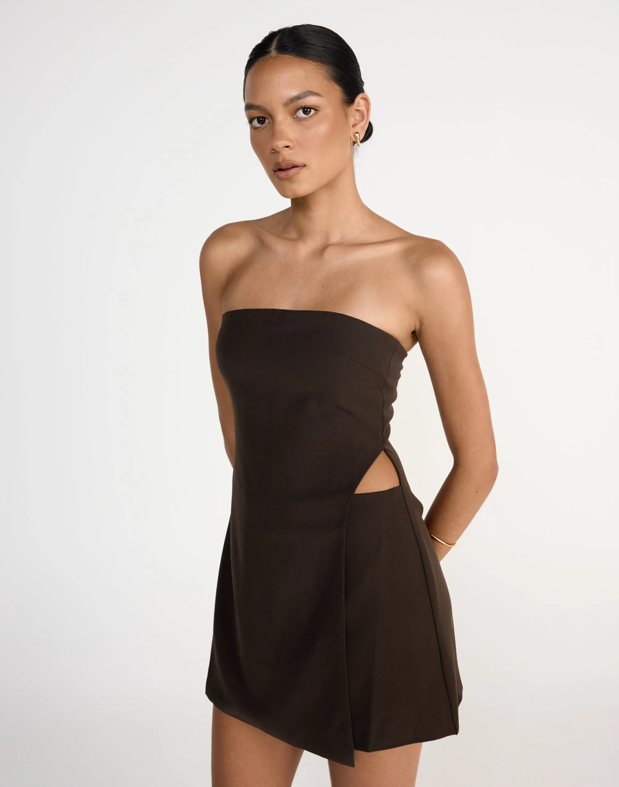 Gabby Mini Dress (Chocolate)