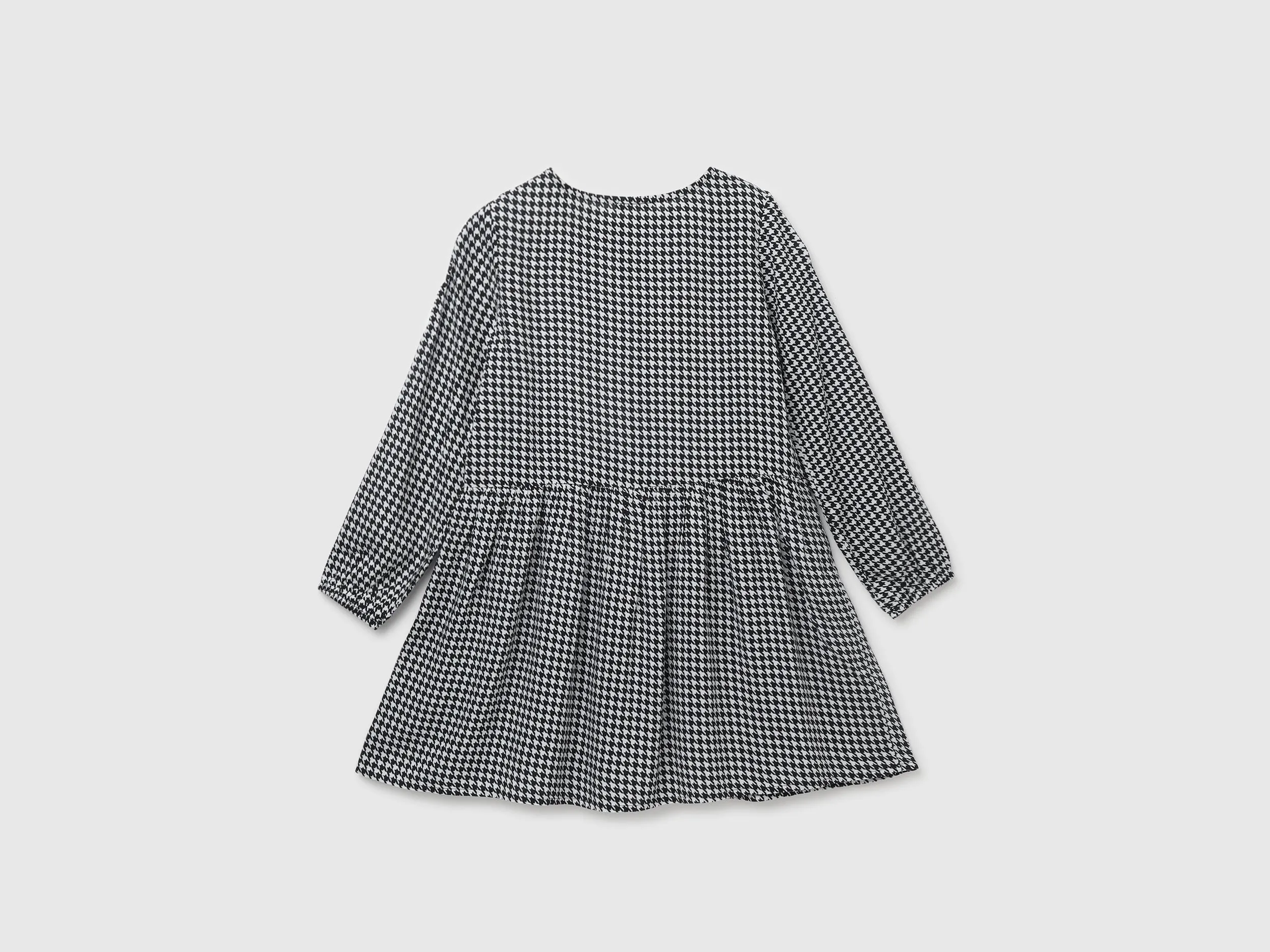 Girl's Regular Fit Round Neck Houndstooth A-line Dress