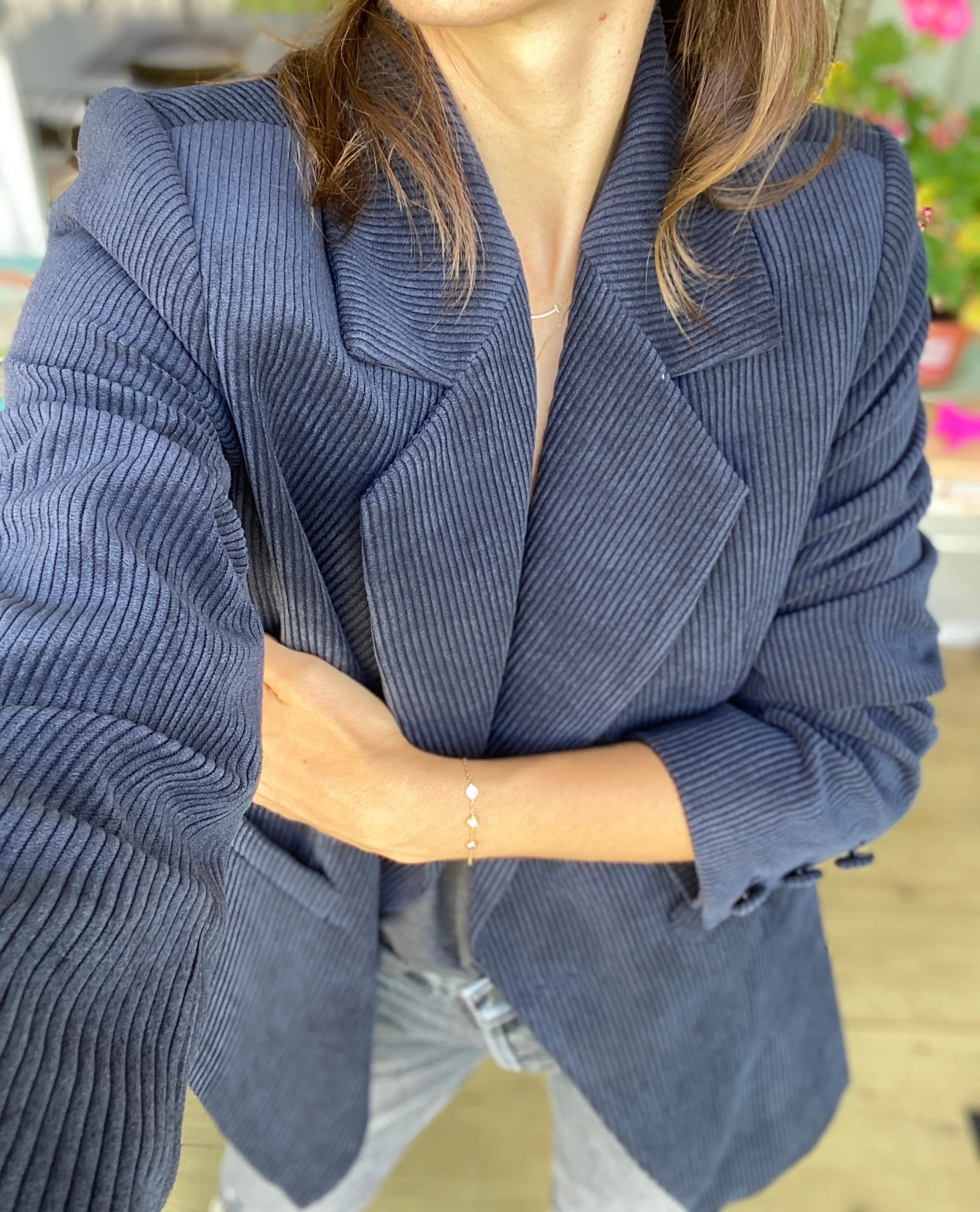 GRACE CORDUROY BLAZER IN MIDNIGHT - SIZE XS