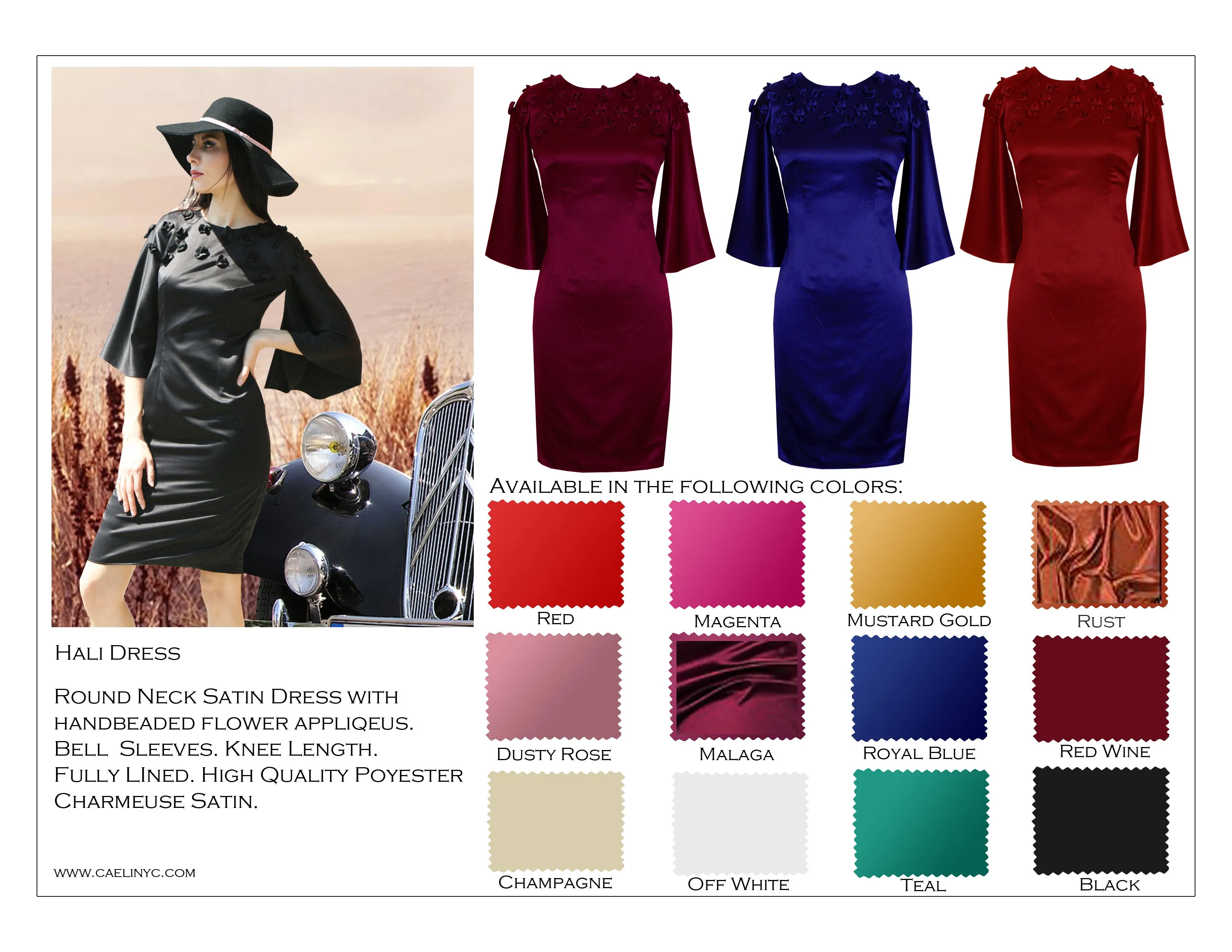 Hali Round Neck Charmeuse Dress