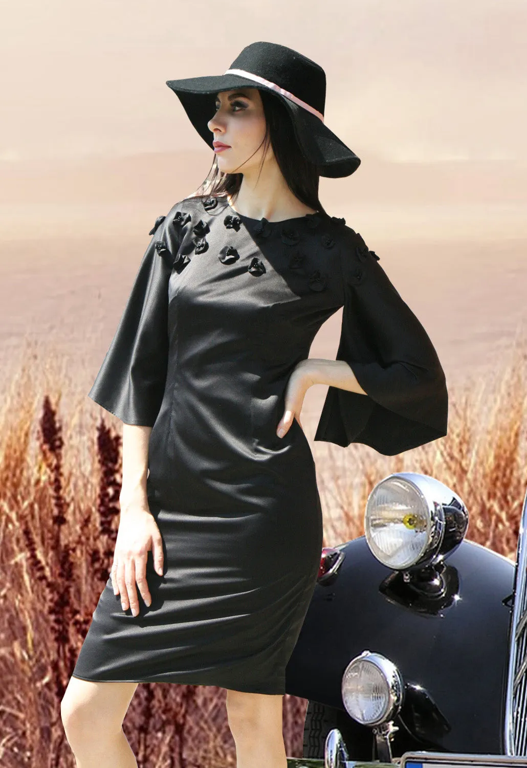 Hali Round Neck Charmeuse Dress