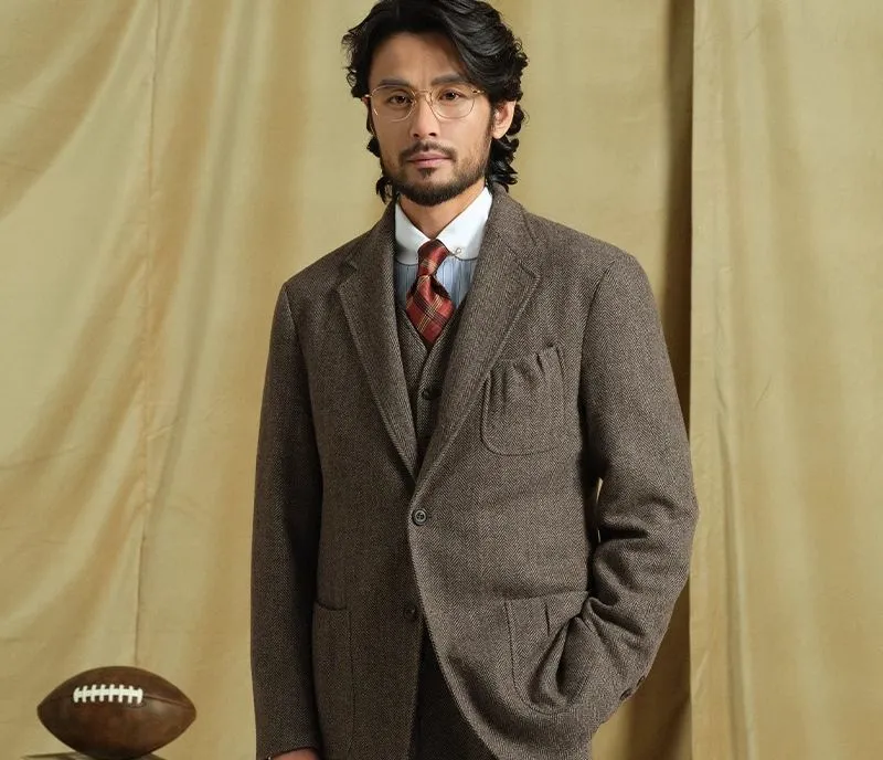 Herringbone Wool Three-Piece Suit