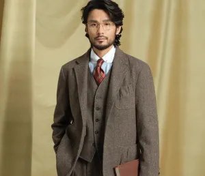 Herringbone Wool Three-Piece Suit