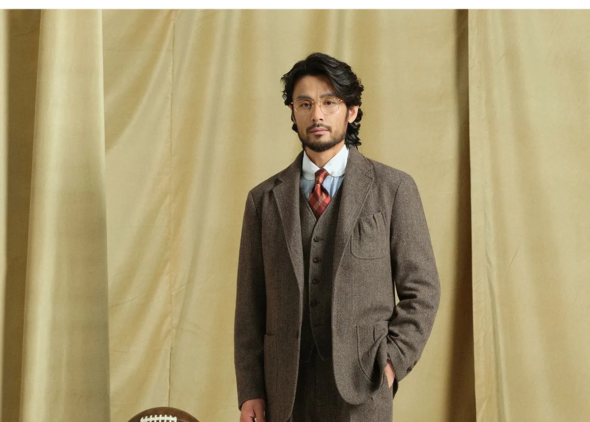 Herringbone Wool Three-Piece Suit