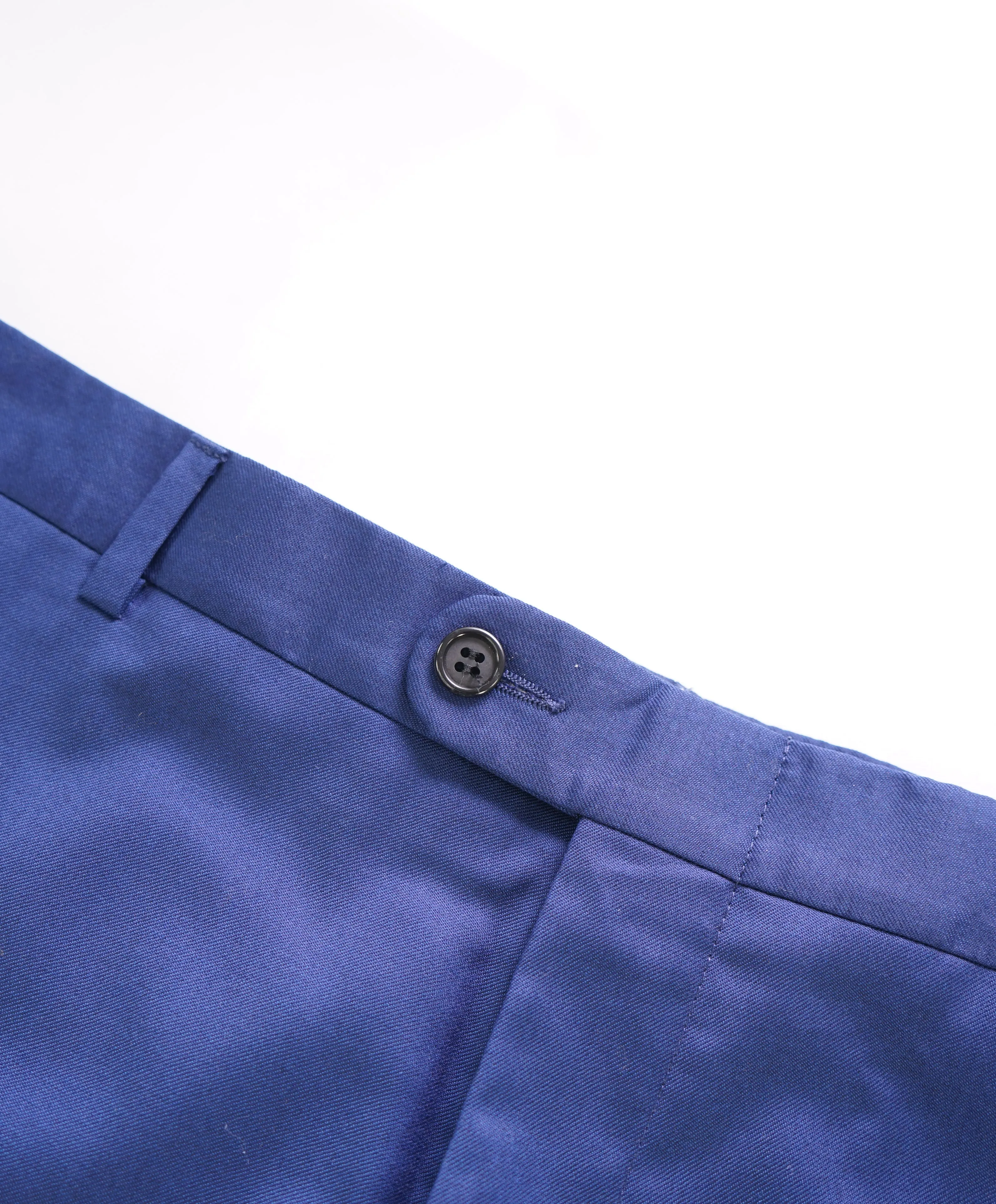 HICKEY FREEMAN - Cobalt Blue Solid Wool Flat Front Dress Pants - 35W