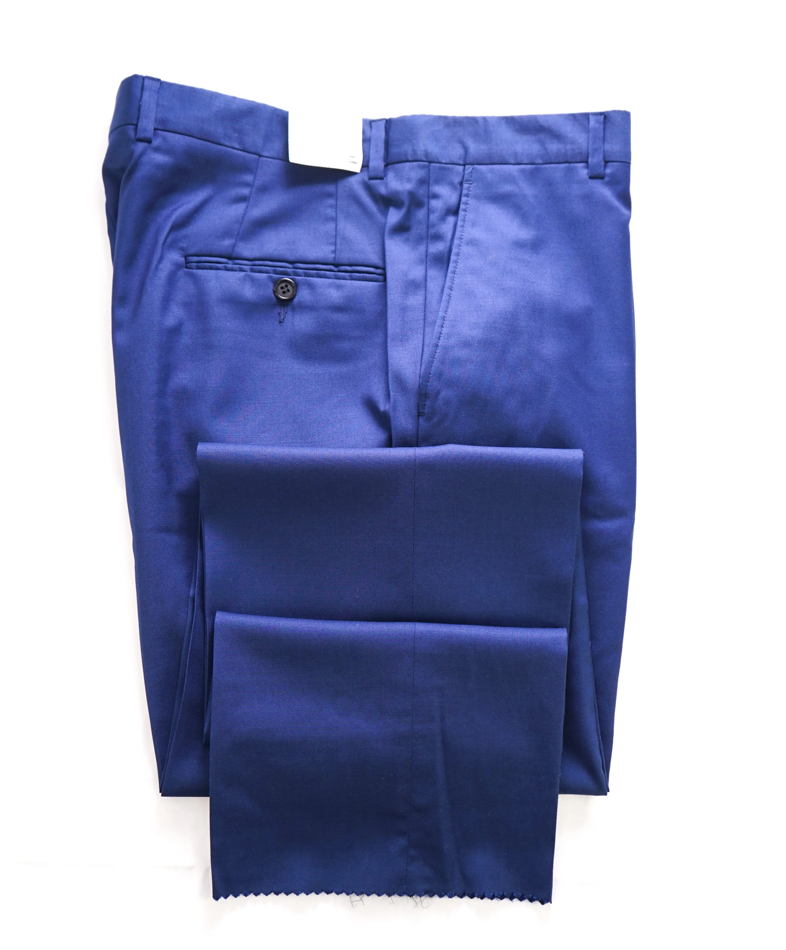 HICKEY FREEMAN - Cobalt Blue Solid Wool Flat Front Dress Pants - 35W