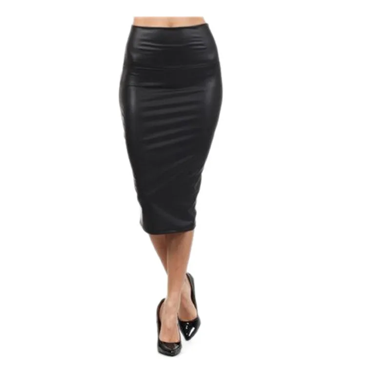 High waist Leather Skirt M LXL Black red sexy Pencil skirts middle long Casual mermaid skirt party bar club travel