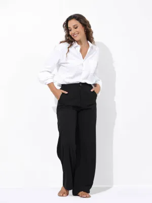 High Waist Straight Leg Basic Pant
