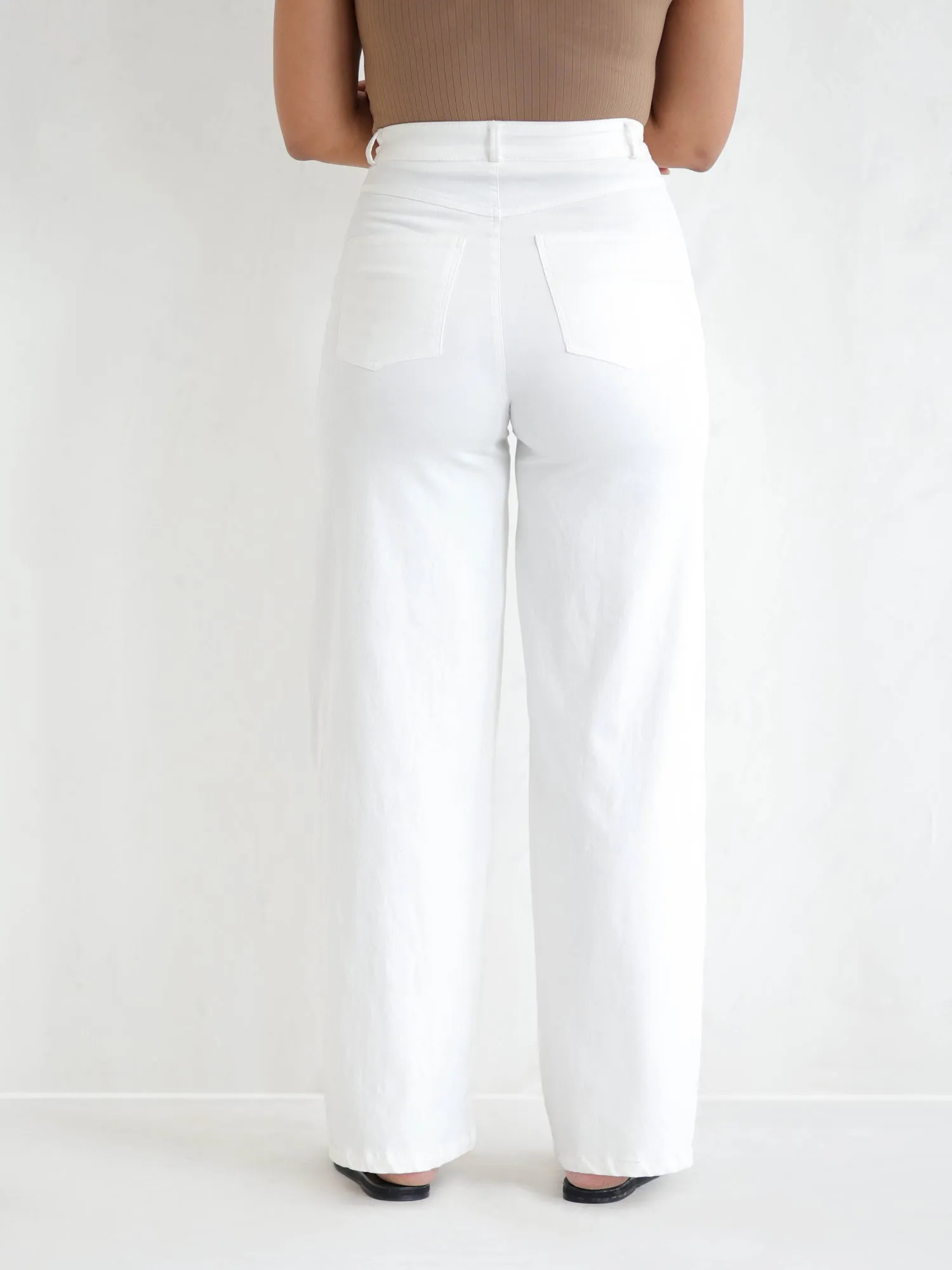 High Waist Wide Leg Twill Pant