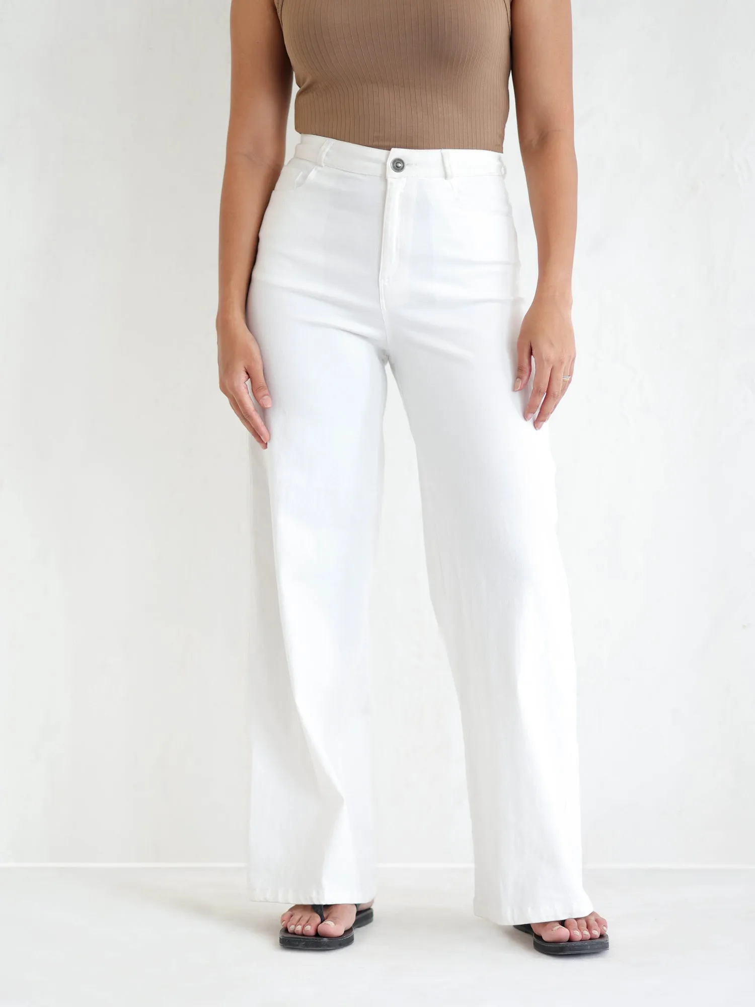 High Waist Wide Leg Twill Pant