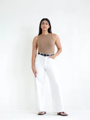 High Waist Wide Leg Twill Pant