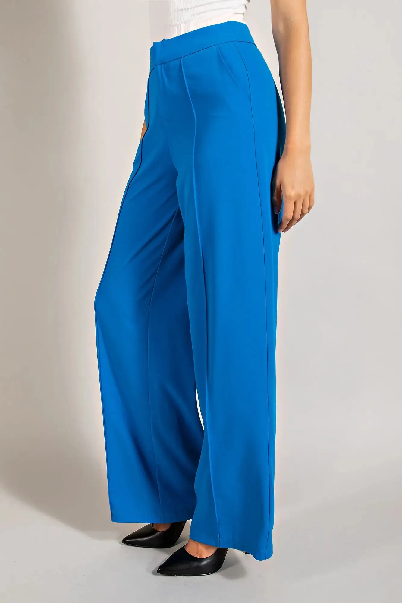 High Waisted Trousers With Front Pintuck