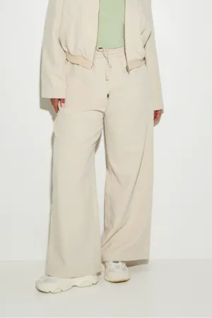 High Waisted Wide Leg ‘Mila’ Trousers - Almond Milk