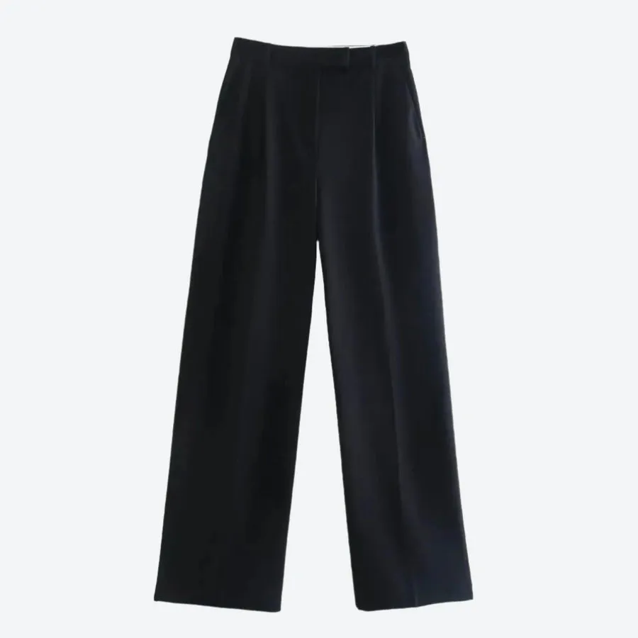 High-Waisted Wide-Leg Tailored Trousers