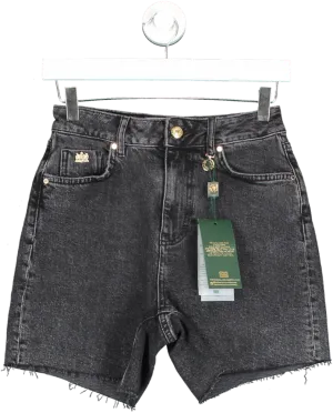 Holland Cooper Black High Rise Denim Short BNWT UK 6