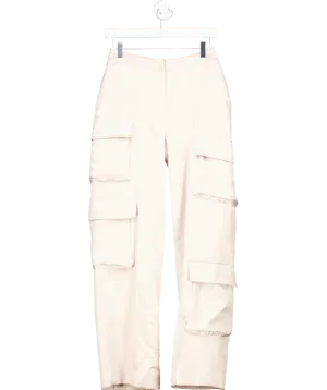 House of CB Pink Daria Crystal Satin Straight Leg Cargo Trousers UK S