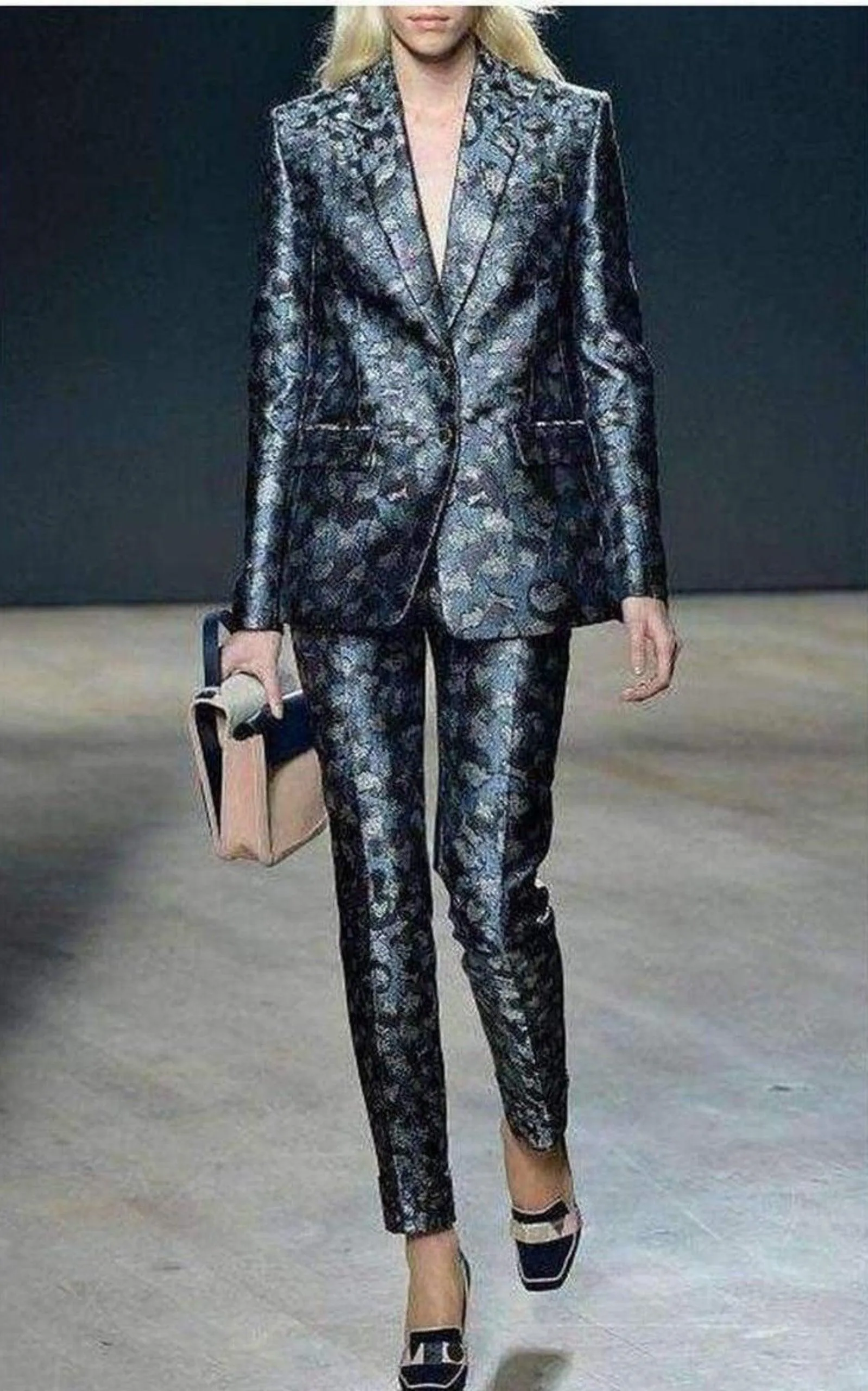 Jacquard Lame Silk Blend Blazer