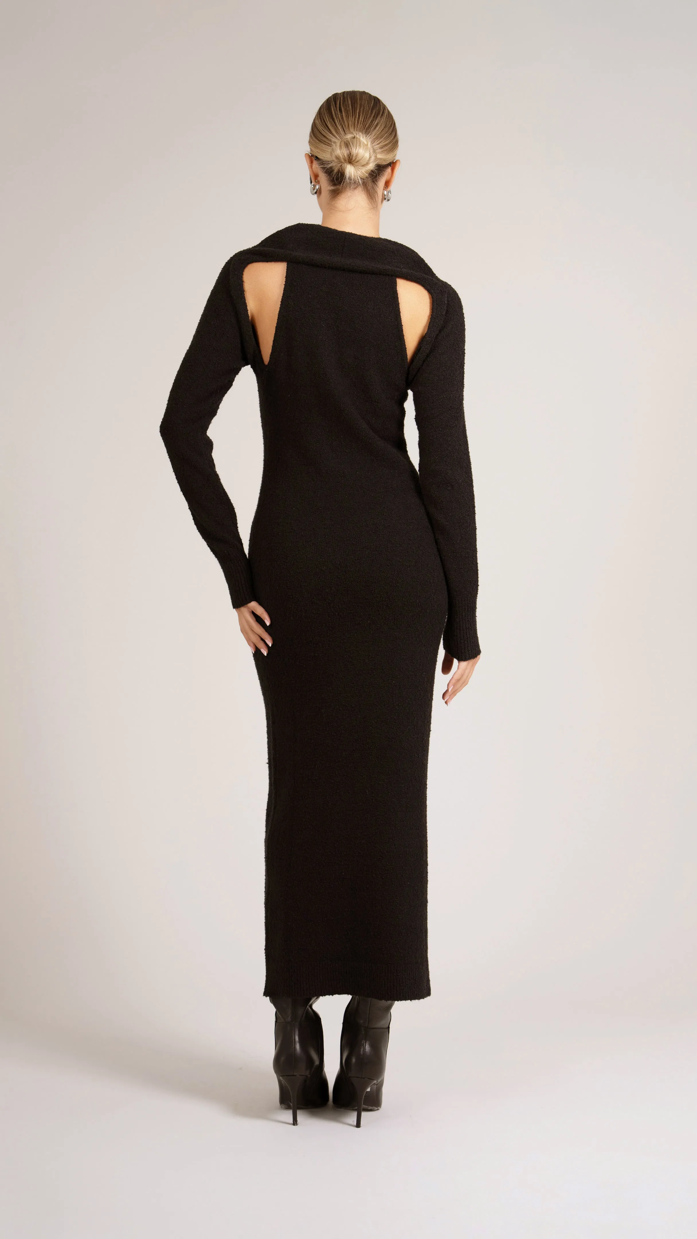 Jacqueline Wrapped Sweater Dress - Black