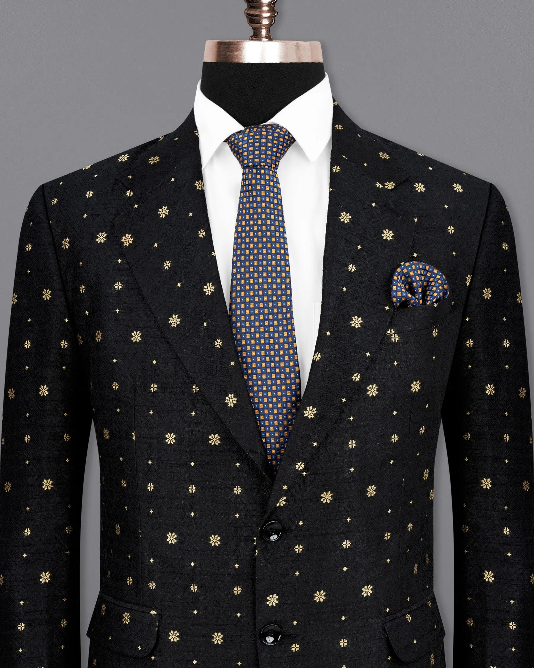 Jade Black and Marzipan Floral Designer Blazer
