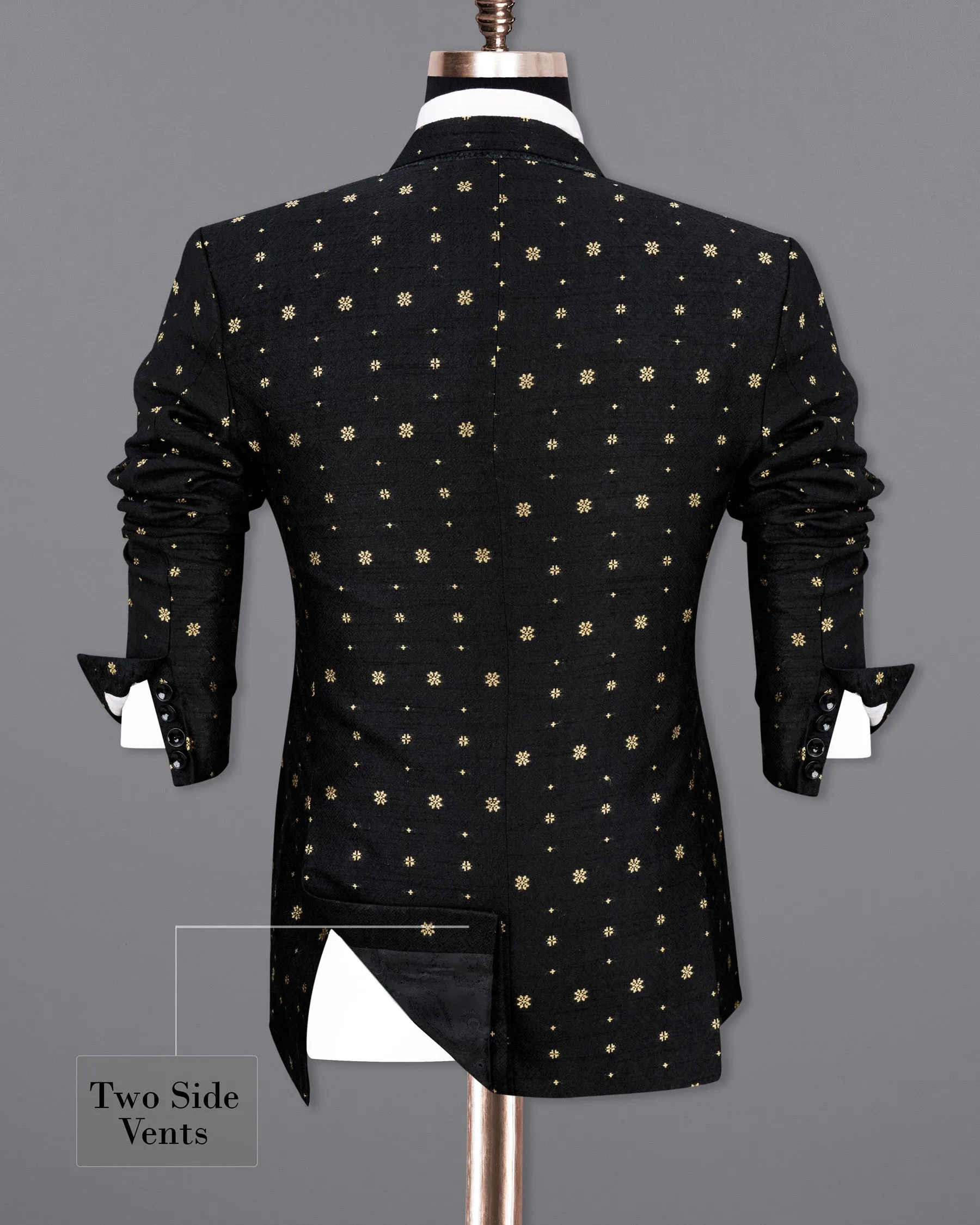 Jade Black and Marzipan Floral Designer Blazer