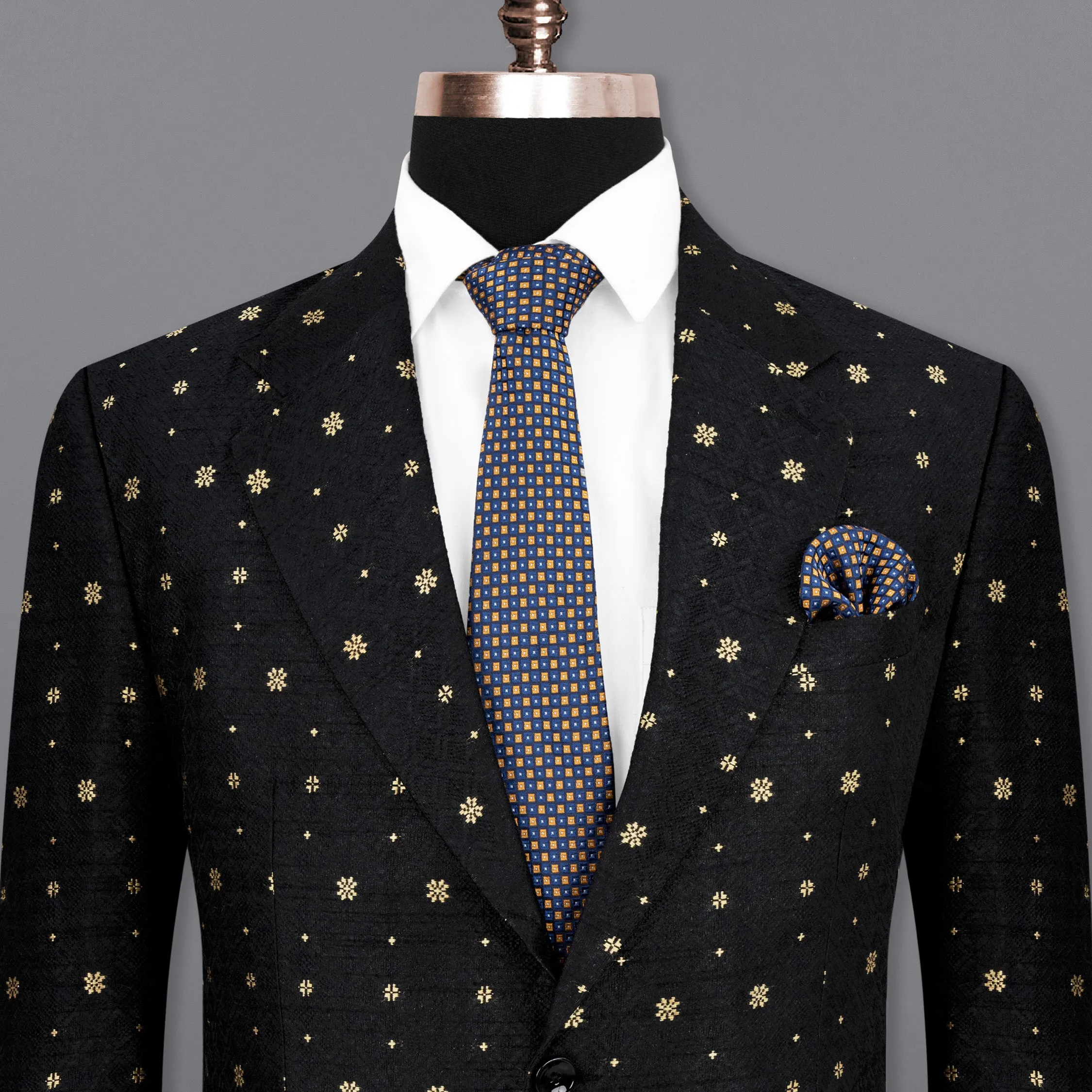 Jade Black and Marzipan Floral Designer Blazer