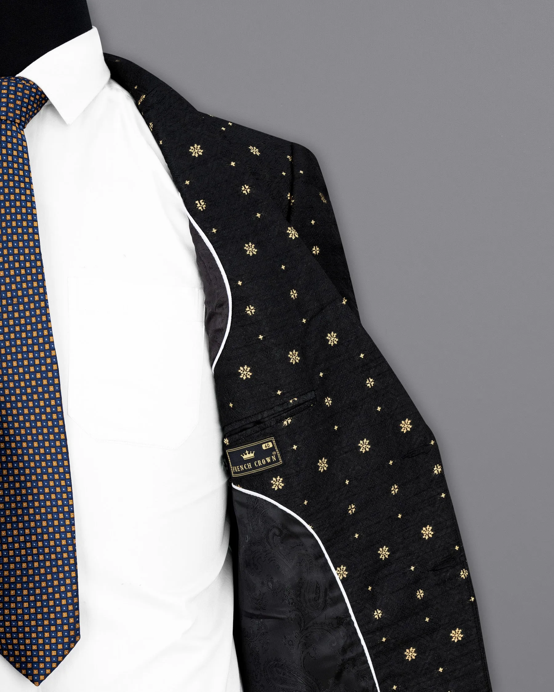 Jade Black and Marzipan Floral Designer Blazer