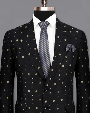 Jade Black and Marzipan Floral Designer Blazer