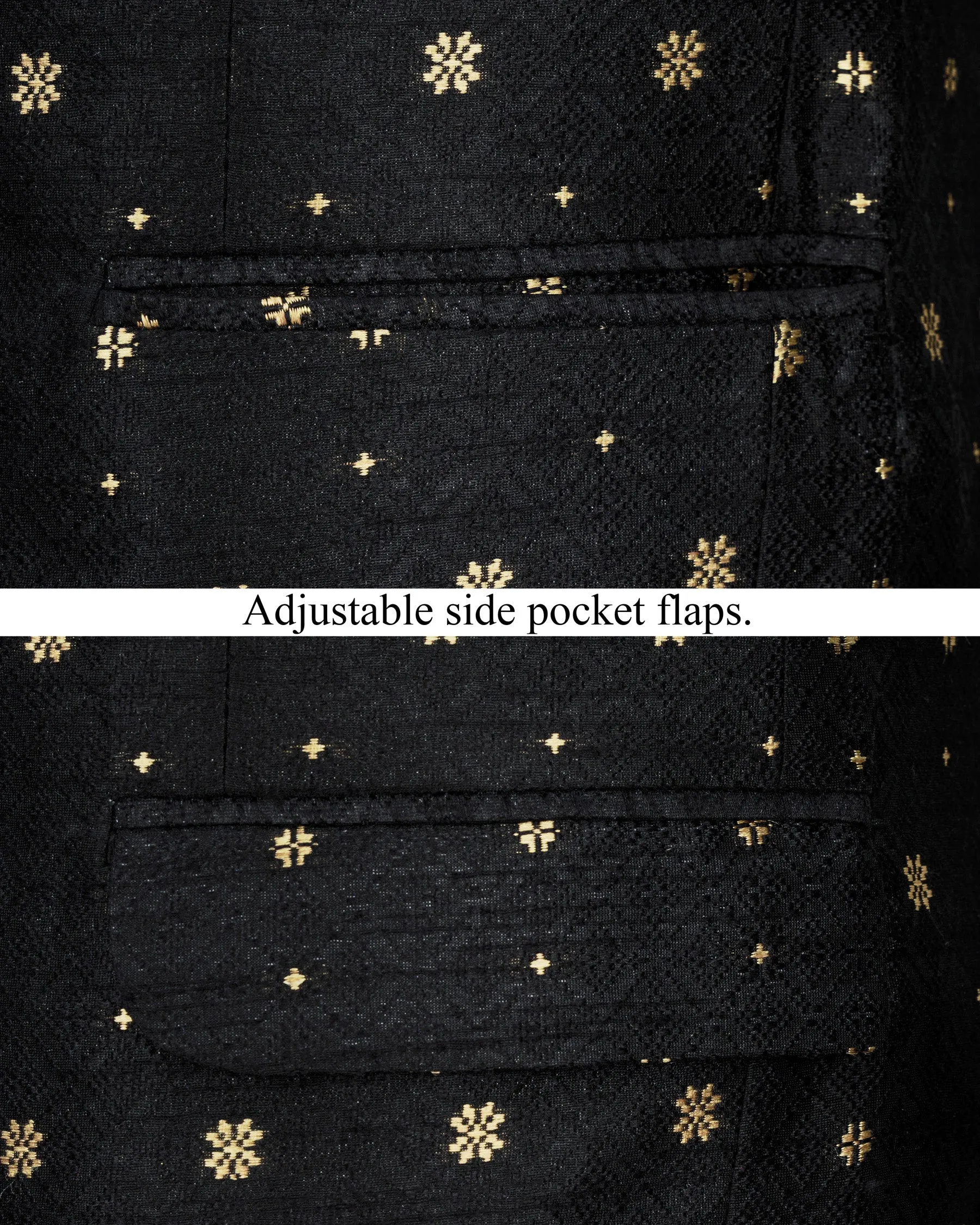 Jade Black and Marzipan Floral Designer Blazer