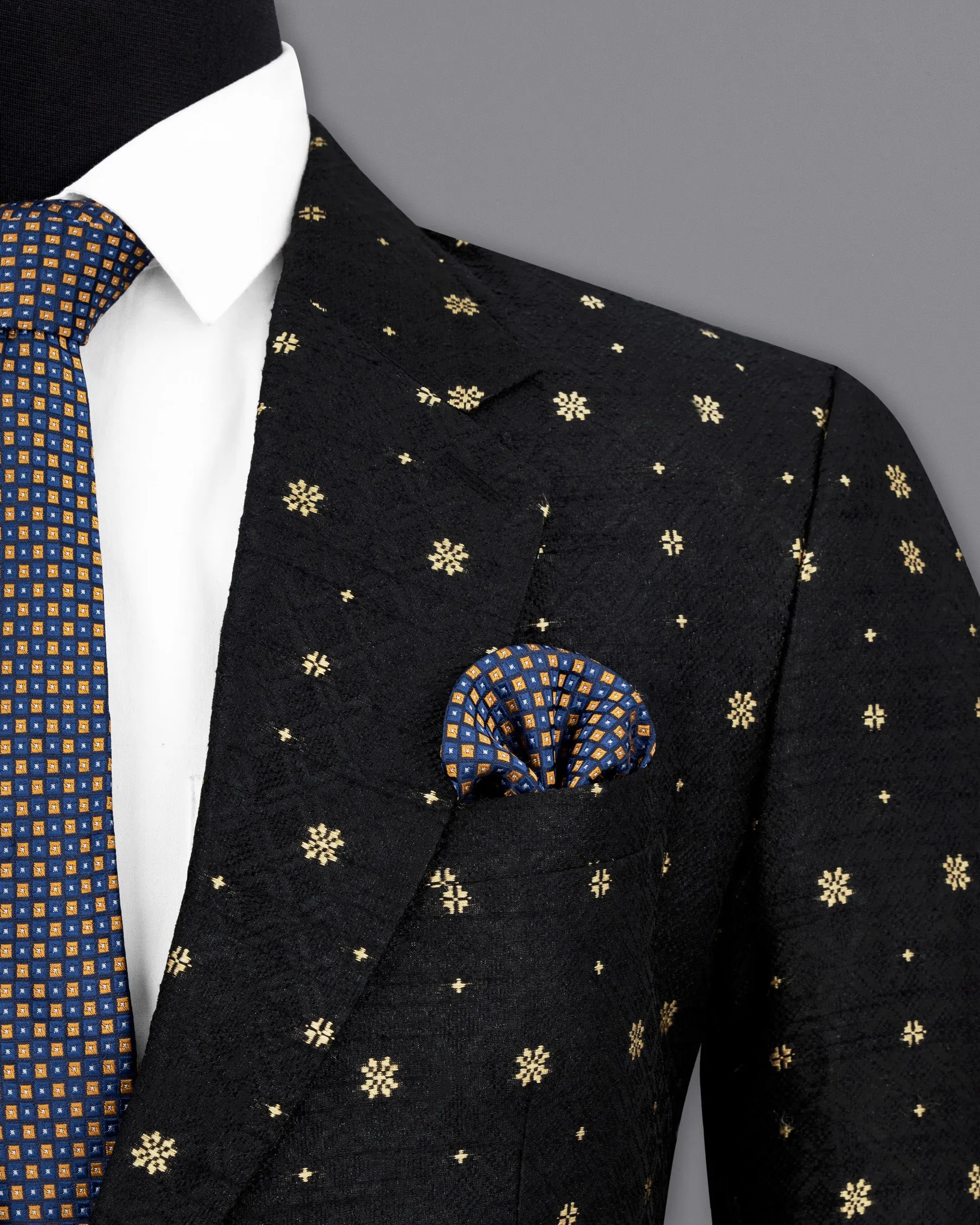Jade Black and Marzipan Floral Designer Blazer